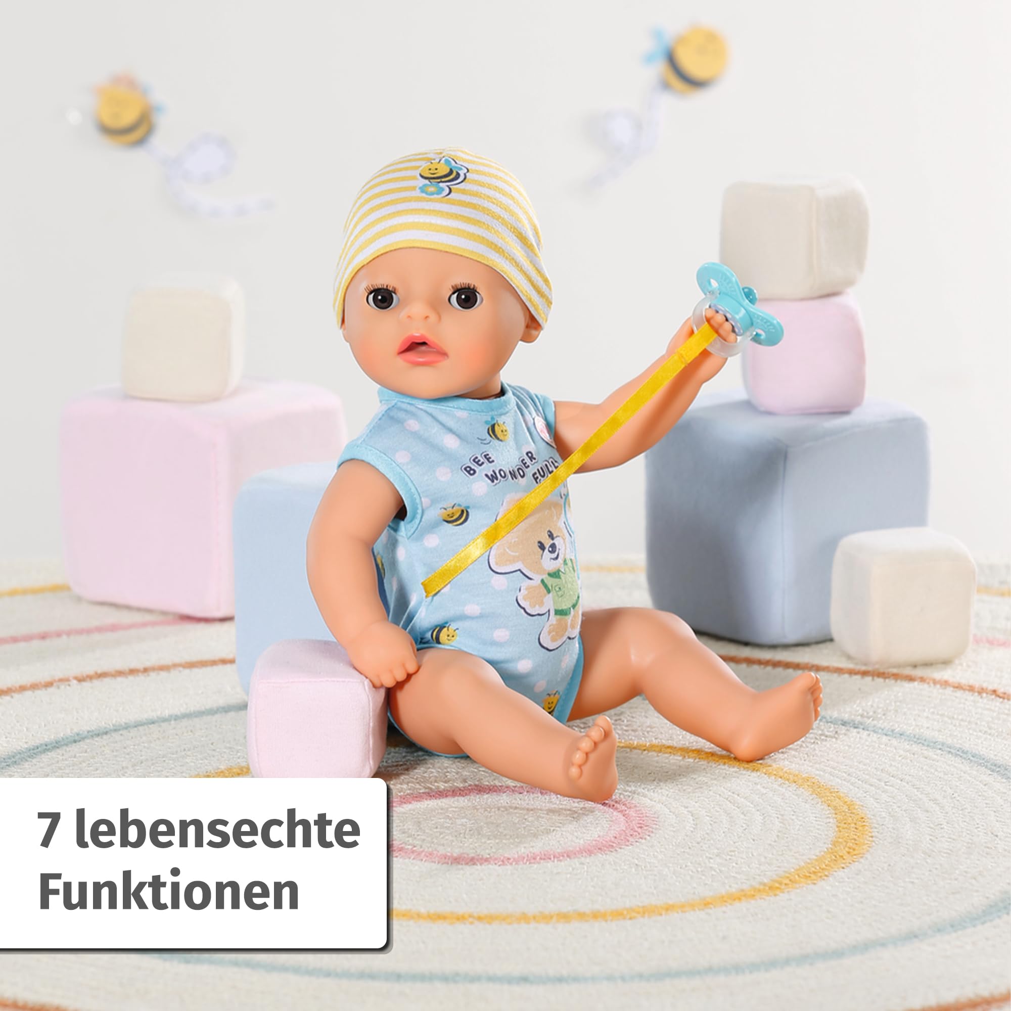 BABY Born Lukas (Little Baby Boy) - 36 cm große Babypuppe - 7 Funktionen inkl. Accessoires & Strampler - Funktioniert komplett ohne Batterien - Geeignet für Kleinkinder ab 1 Jahr