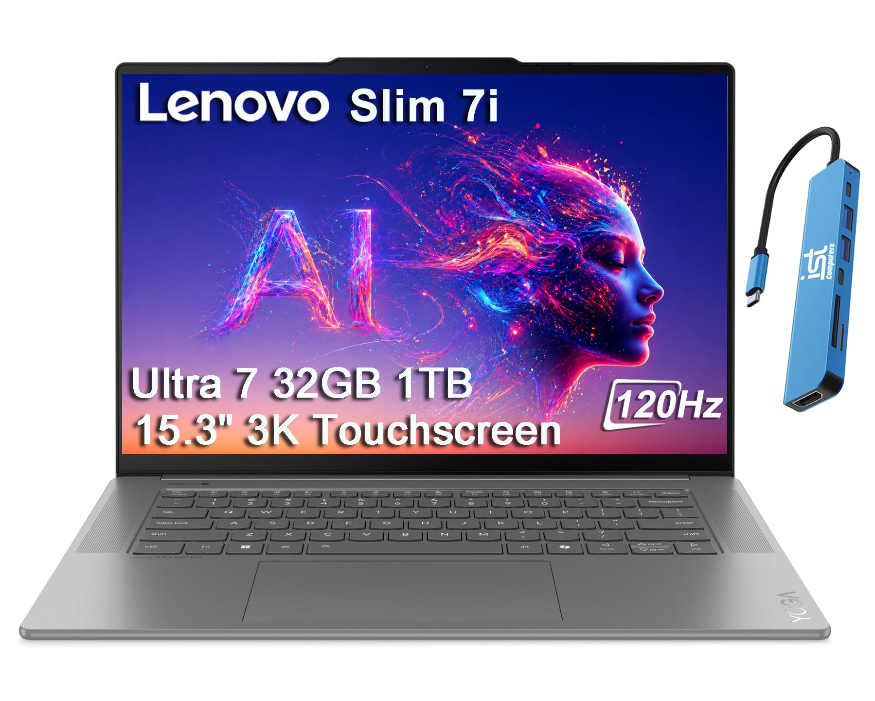 Slim 7i Aura Edition Laptop, 3K Touchscreen, Ultra 7 258V, 32GB/1TB