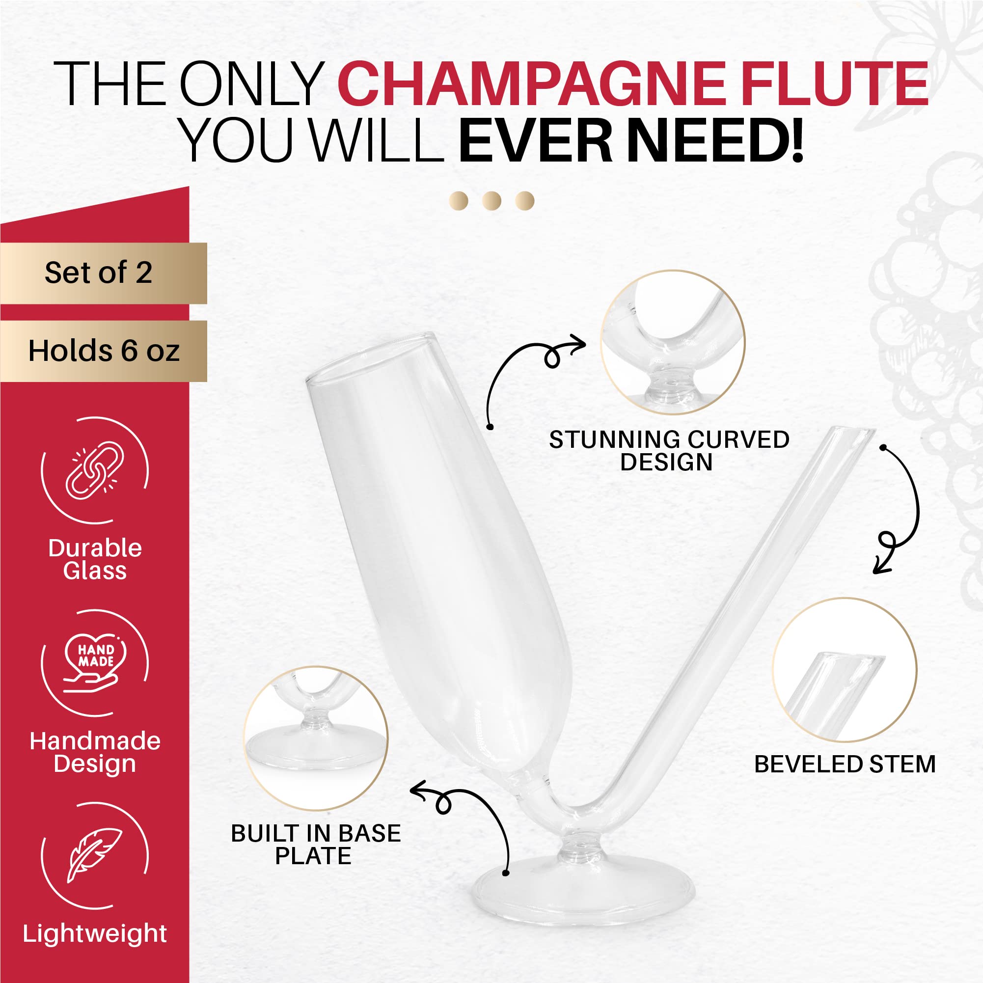 Sneaky Booze Set 2 Flute Da Tiro In Vetro Per Champagne, Design Fucile A Pompa, 6 Oz