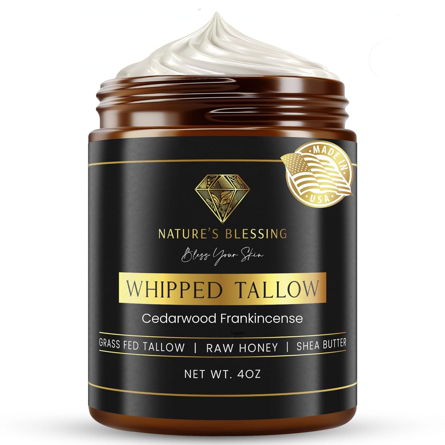 Nature's Blessing Anti-Aging Beef Tallow Cream for Fine Lines & Wrinkles | Collagen Booster Infused w/Organic Honey & Shea Butter | Deep Hydration for Youthful Glow (4oz, Cedarwood & Frankincense)