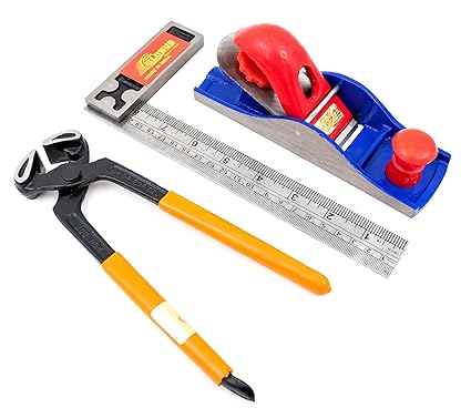 GLOBUS 1489 STEEL CARPENTER PLANE 7 INCH WITH MEASURING TOOL TRY SQUARE 8 INCH AND COBBLER PINCER 8