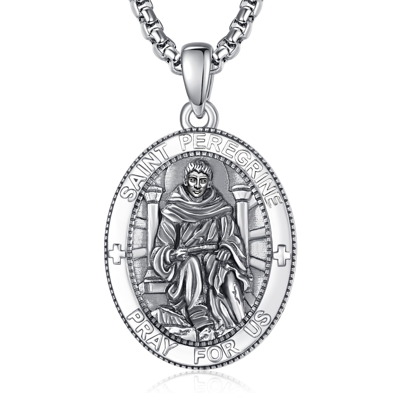 Snapklik.com : Sterling Silver St Peregrine Necklace For Men Saint ...