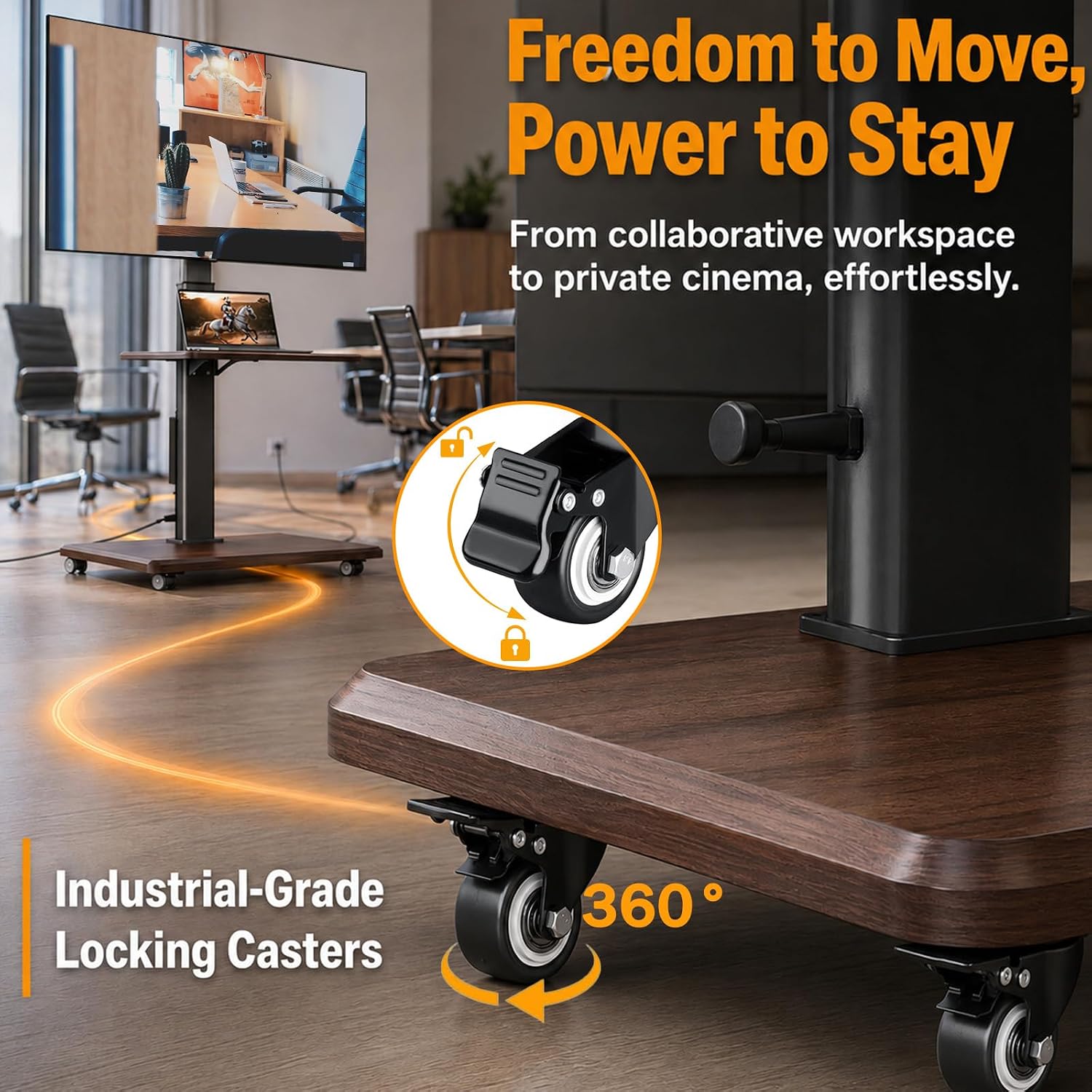 Swivel Rolling TV Stand with Power Outlet for 26-75 inch TVs up to 110 lbs