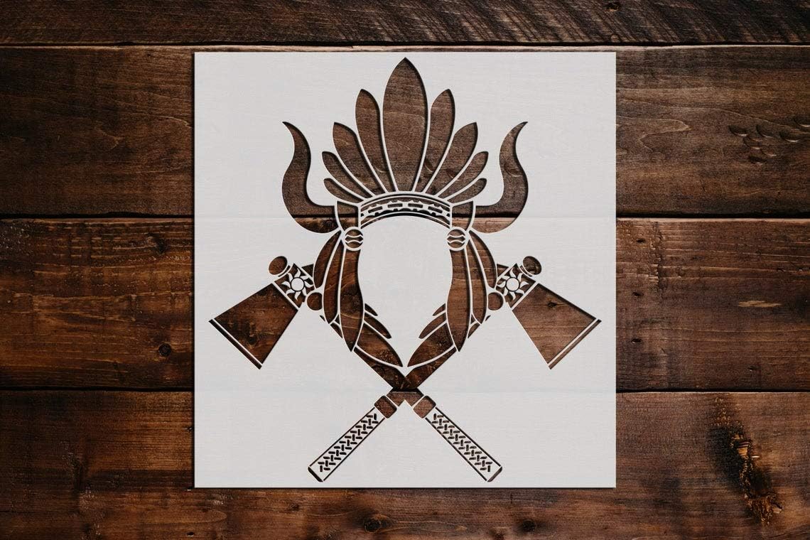 Indian Headdress Stencil DIY Reusable Craft and Painting Wall Stencils - 550 (12x12)