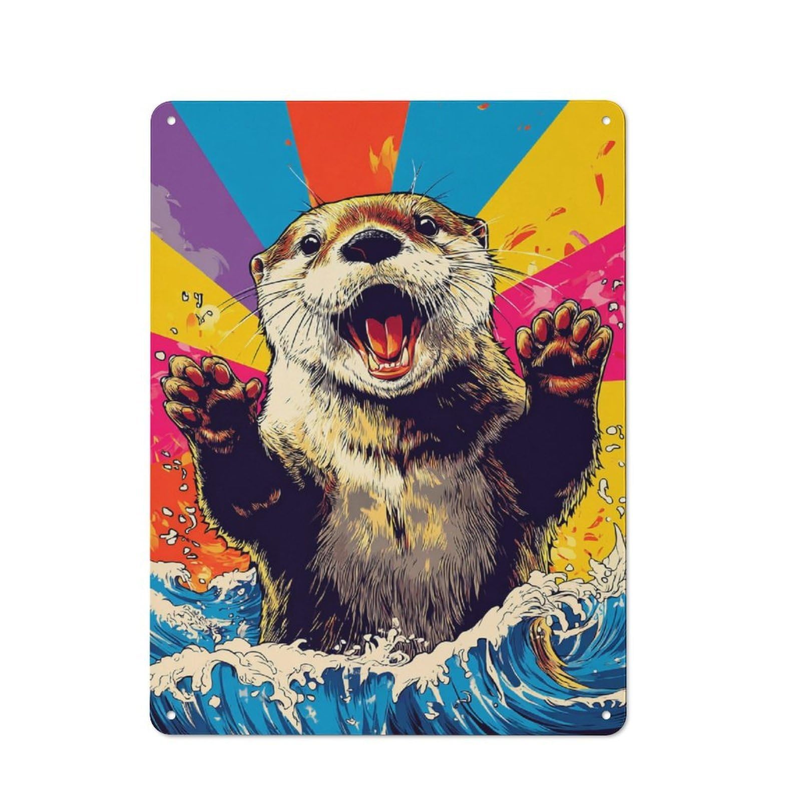 Junmoney Otter Power The Wild Spirit! Printed Metal Sign 40X30cm For Hobby Room Or Studio, For Creative Interior Collectors