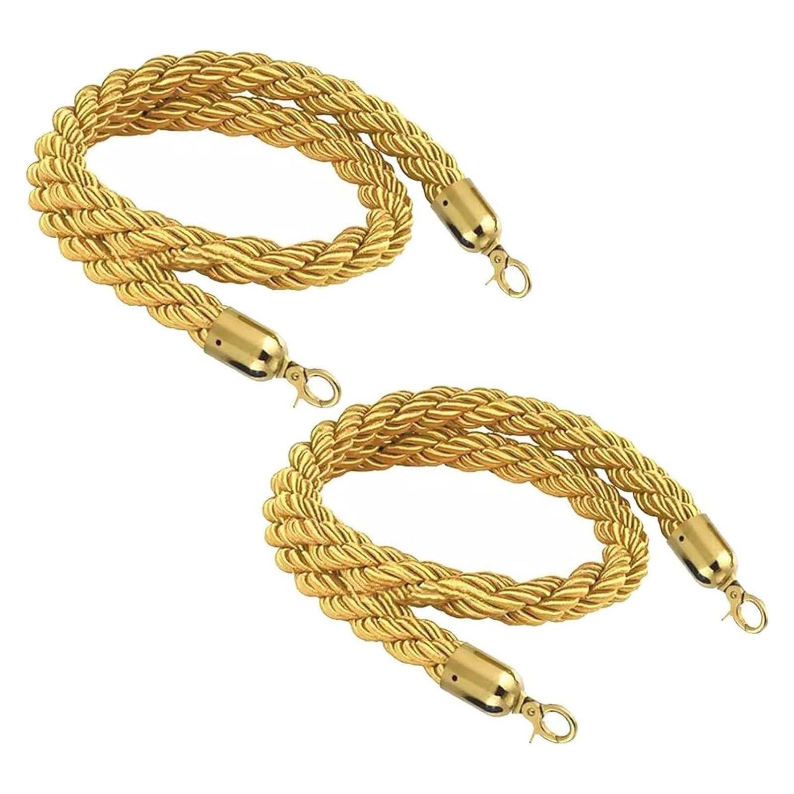 Ghkryd Yellow/Gold Hook Barrier Rope, Twisted Queue Divider Ropes Stanchion Rope,Carpet Braided Hemp Barrier Control Crowd Lines(,0.8M(2.6Ft))