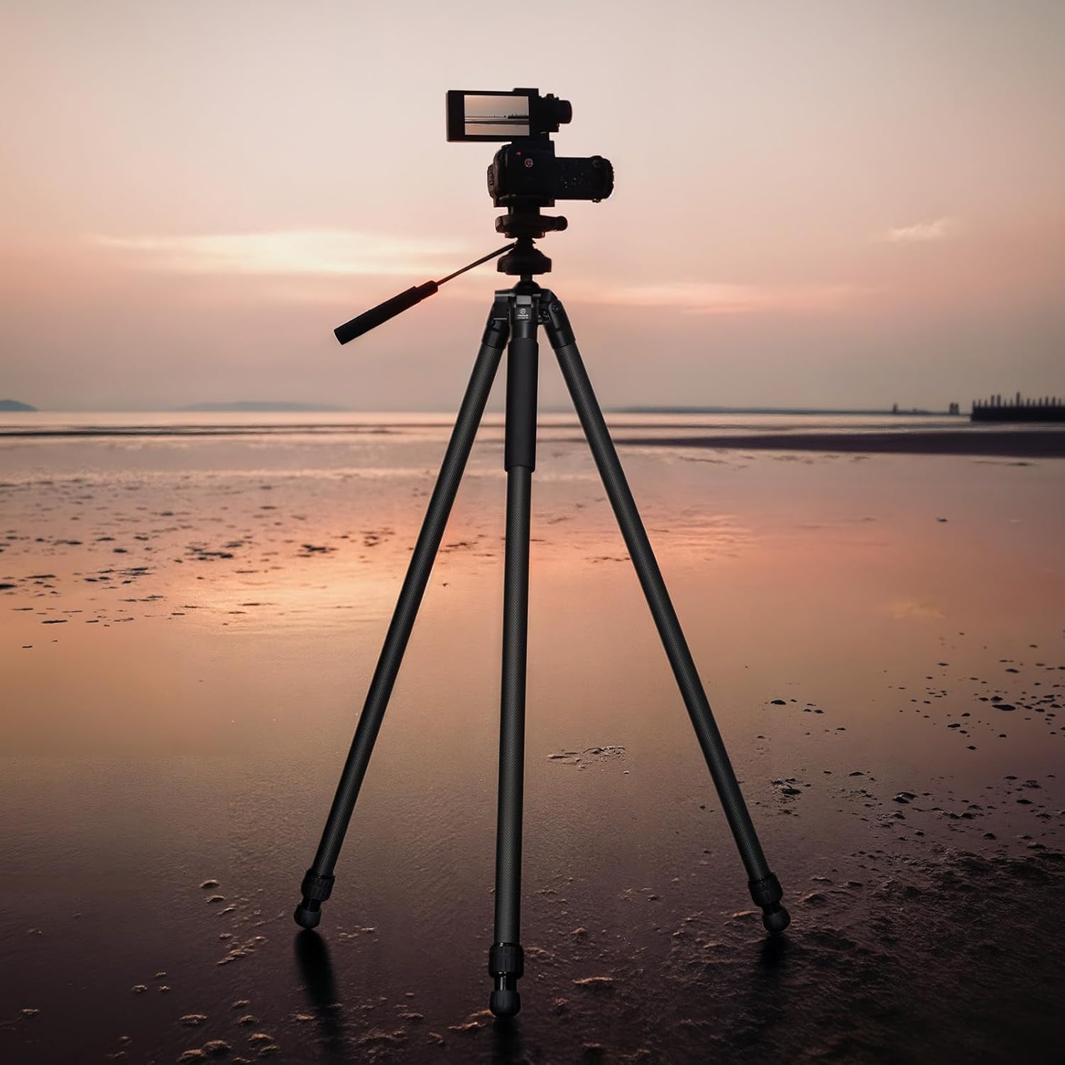 FANAUE Carbon Fiber Shooting Tripod with Arca Swiss QR Plate for Hunting, Spotting Scope and Binoculars Tripod with 360° Rotating Ball Head Adapter for Camera Photography