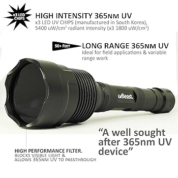 uvBeast Black Light UV Flashlight V3 365nm MINI - FILTERED