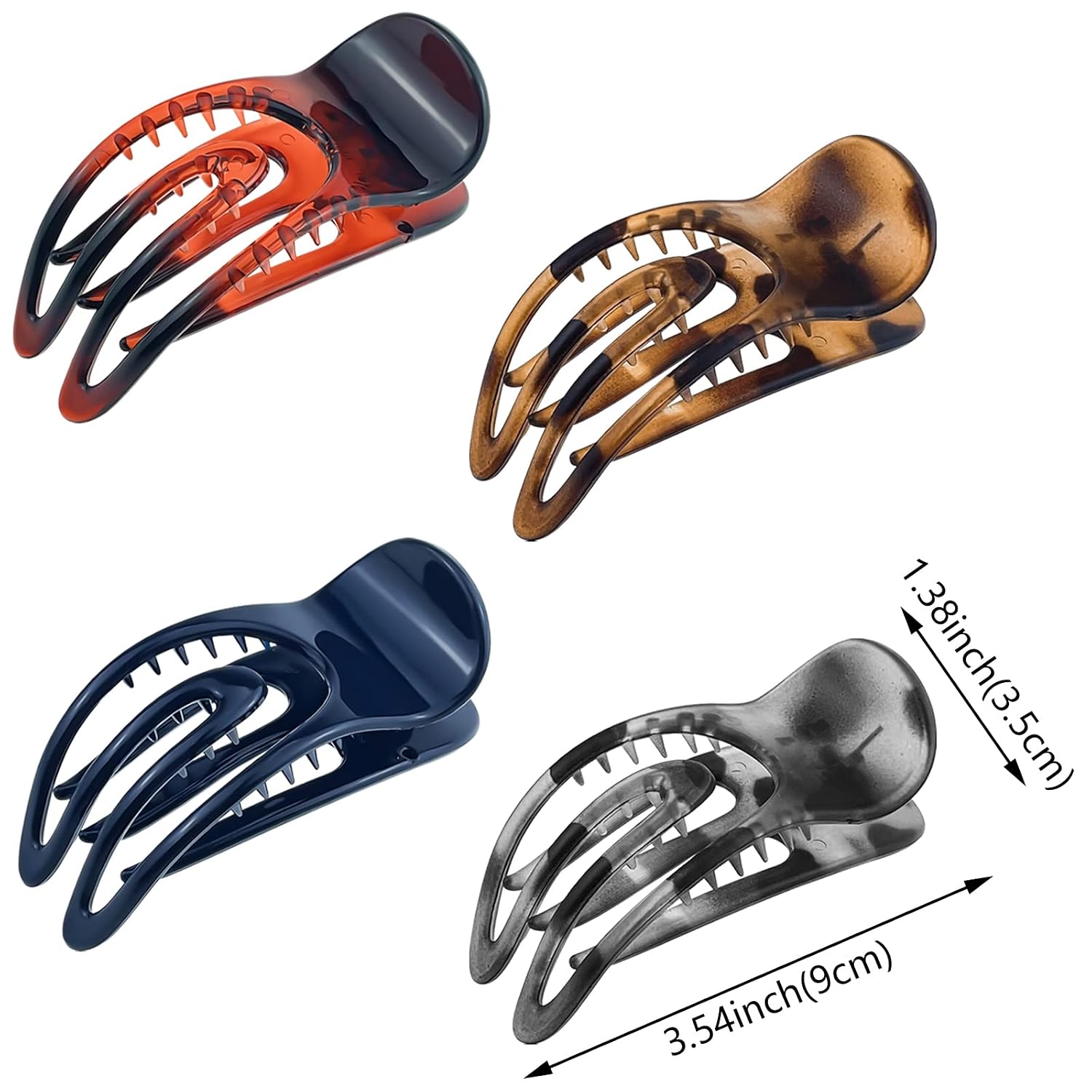 4 Pcs French Concord Flat Hair Clips, 3.54 Inch Curved Hair Claw Alligator Hair Clips Volume Strong Hold Banana Barrettes Hair Clamps Jaw Clips for Women image 2