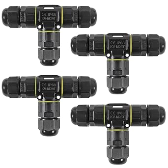 4PCS Waterproof 2Pin Electrical Cable Connector, M20 T Shape Junction Box Wire Range5-12mm, Suitable for Repair and Extend Power Cables