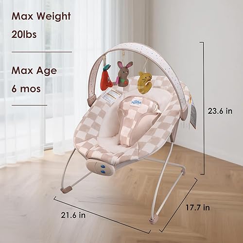 Miniatura 6 de Baby Bouncer Asiento inflable para bebé, asiento inflable para bebés con música y juguetes sensoriales, compacto y lavable a máquina, almohadilla