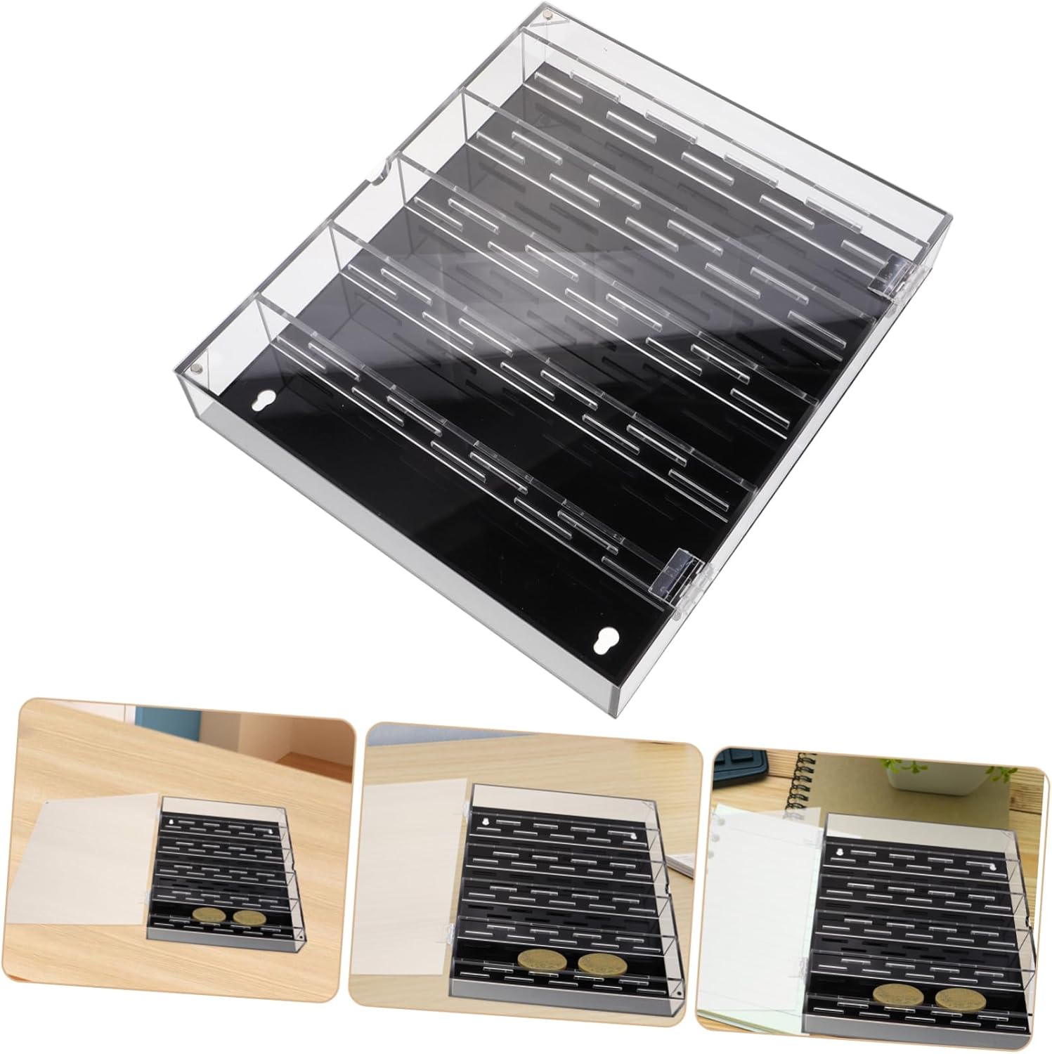 Clear Coin Collection Box Display Case for Coins Medals Badges Coin Protector Storage Container Base Coin Collection Supplies