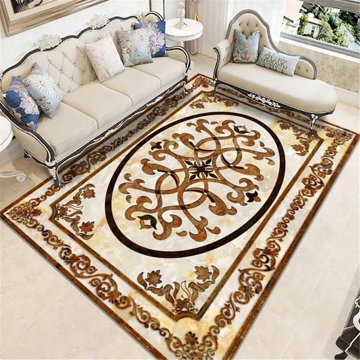 Tapis de centre de salon végétal facile à entretenir pour sol chambre bébé