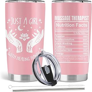 Massage Therapist Gifts for Women, Massage Therapy Awareness Week Gifts, 20oz Stainless Steel Tumbler with Lid Straw