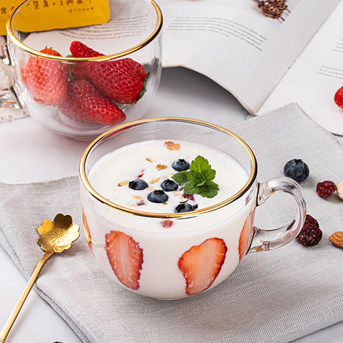 NUOBESTY 3pezzi Tazza Da Bevanda in Vetro Trasparente Manico Per Colazione Bicchieri Per Bevande Calde e Latte Per Uso Domestico