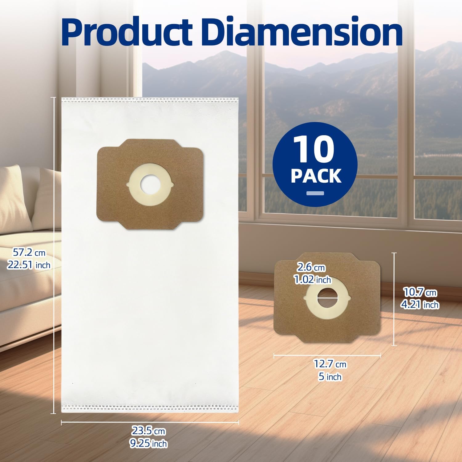 10 Pack Central Vacuum Bags Replacement for Beam, Electrolux, Kenmore 50500, Eureka, Nilfisk, Husky, Mastercraft, Star-Brute Non-Woven Cloth Filter Bags for Central Vac Systems Sac Aspirateur Central