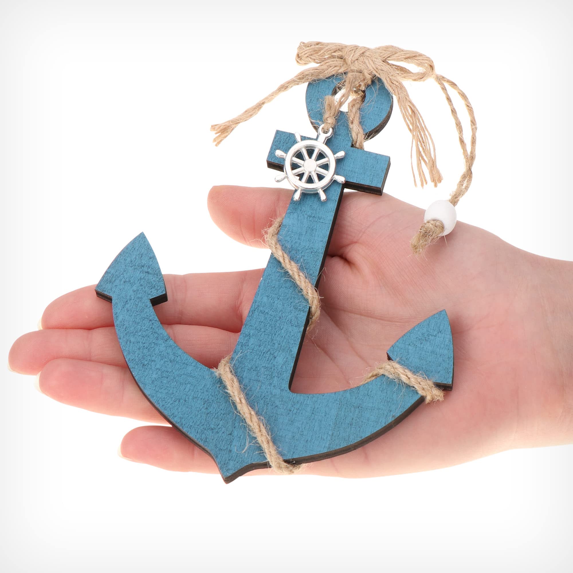 Maritime Deko-Set 10-teilig – Holz- & Harz-Anhänger Mit Seil Zum Aufhängen (Anker, Fisch, Rettungsring…)