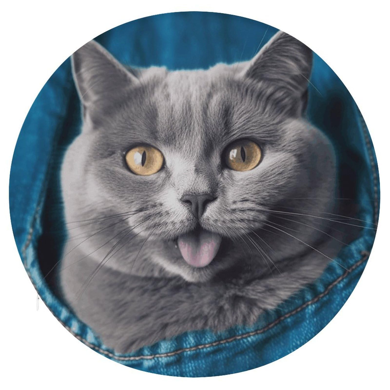 Coussin de méditation chat bleu en coton doux pour tabouret de bar rond et salon