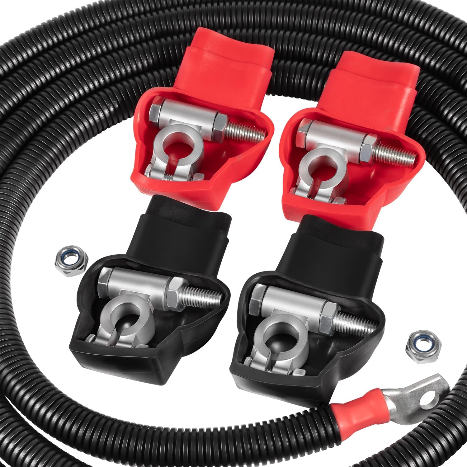 Battery Cables Wire Kit Replacement Compatible with Dodge RAM Truck Gen 3 2003-2007 for Cummins Diesel 5.9L 24 valve Straight starter lug #790, 2/0