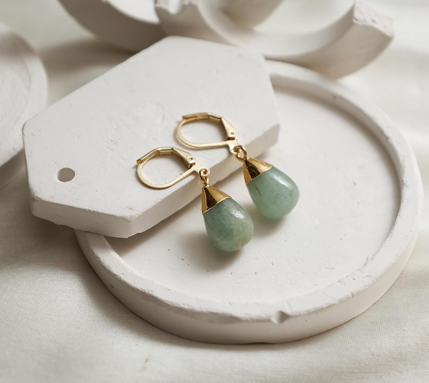 Gempires Natural Gemstone Drop Dangle Earrings for Women | Teardrop Dangle Earrings with Leverback | 14K Gold Plated Hypoallergenic Leverback | Handmade Jewelry Gift for Her | Multiple Gemstone Options - Image 2