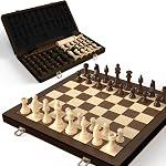 15" Wooden Folding Chess & Checkers Set - 2 in 1 Board Game with 3" King Staunton Pieces and 2 Extra Queens