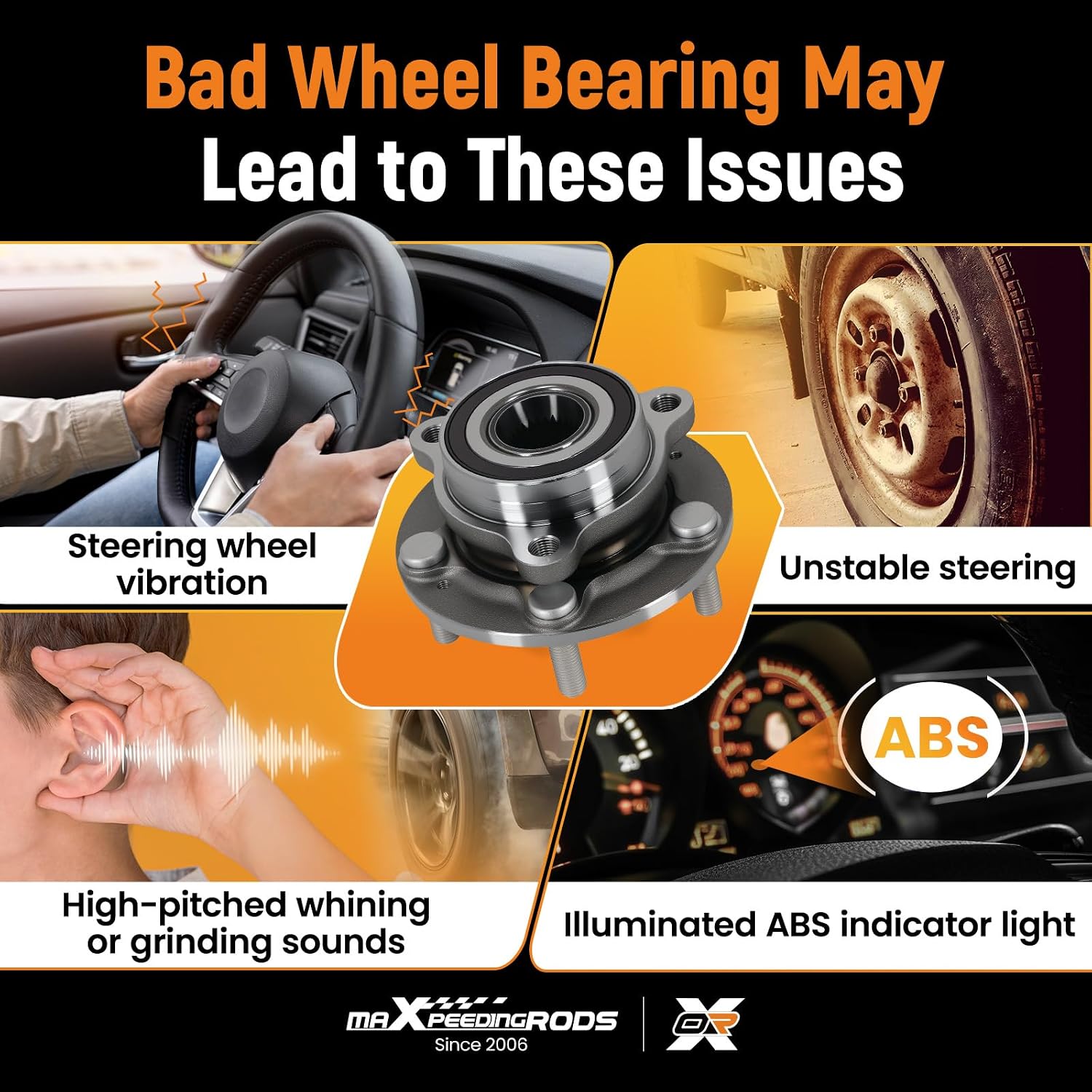 maXpeedingrods 513420 Wheel Hub and Bearing Assembly for Hyundai Elantra Ioniq Kona Veloster 2017-2023 for Kia Forte NIRO Seltos 2017-2022, 5-Lugs