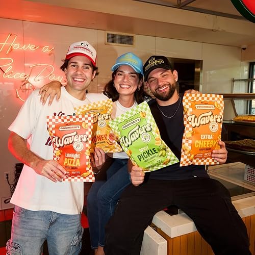 Miniatura 6 de WAVERS by Doughbrik's Snacks, Sabor Pizza de Medianoche, bolsa de 4.5 onzas, textura crujiente y crocante, snack perfecto para cualquier momento,