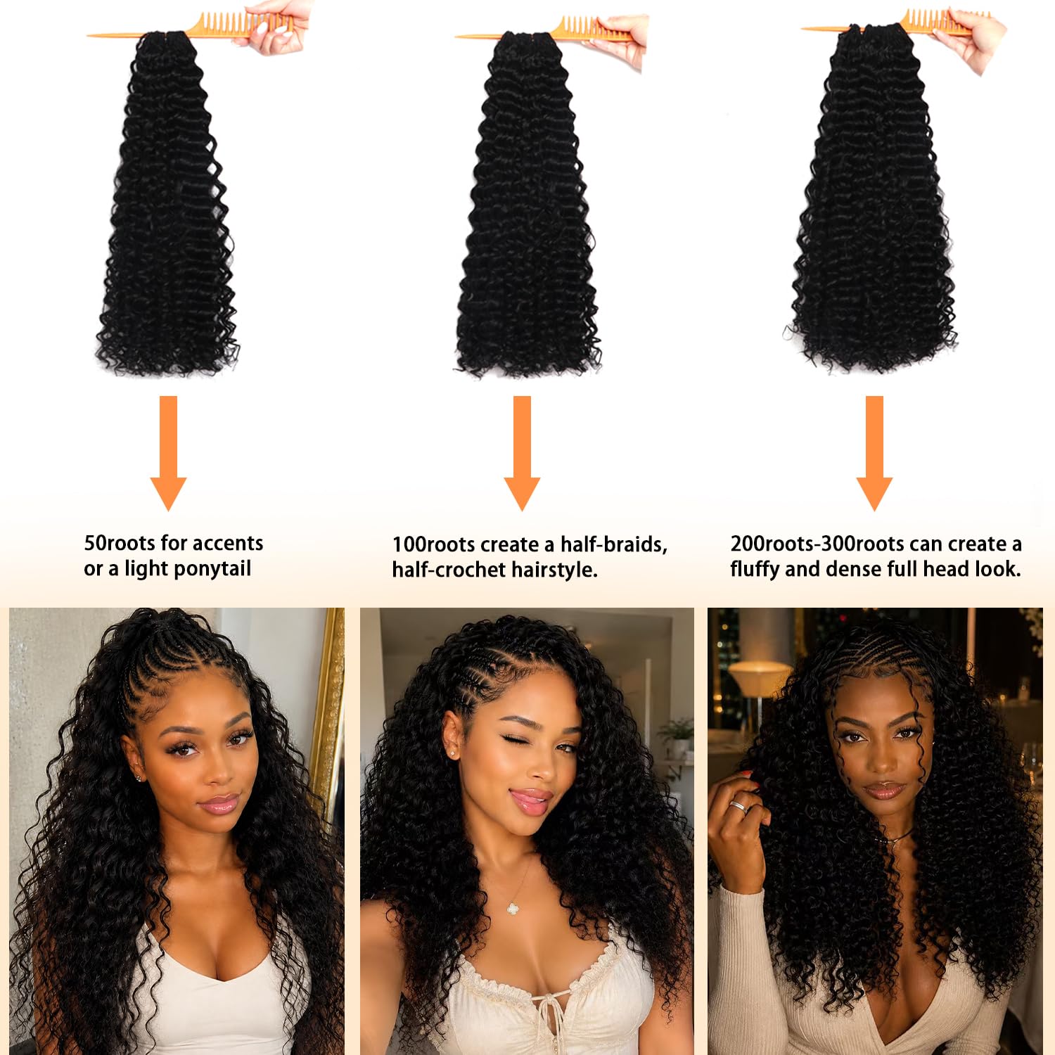 Miracle Knots Feather Crochet Synthetic Hair, Curly Deep Wave