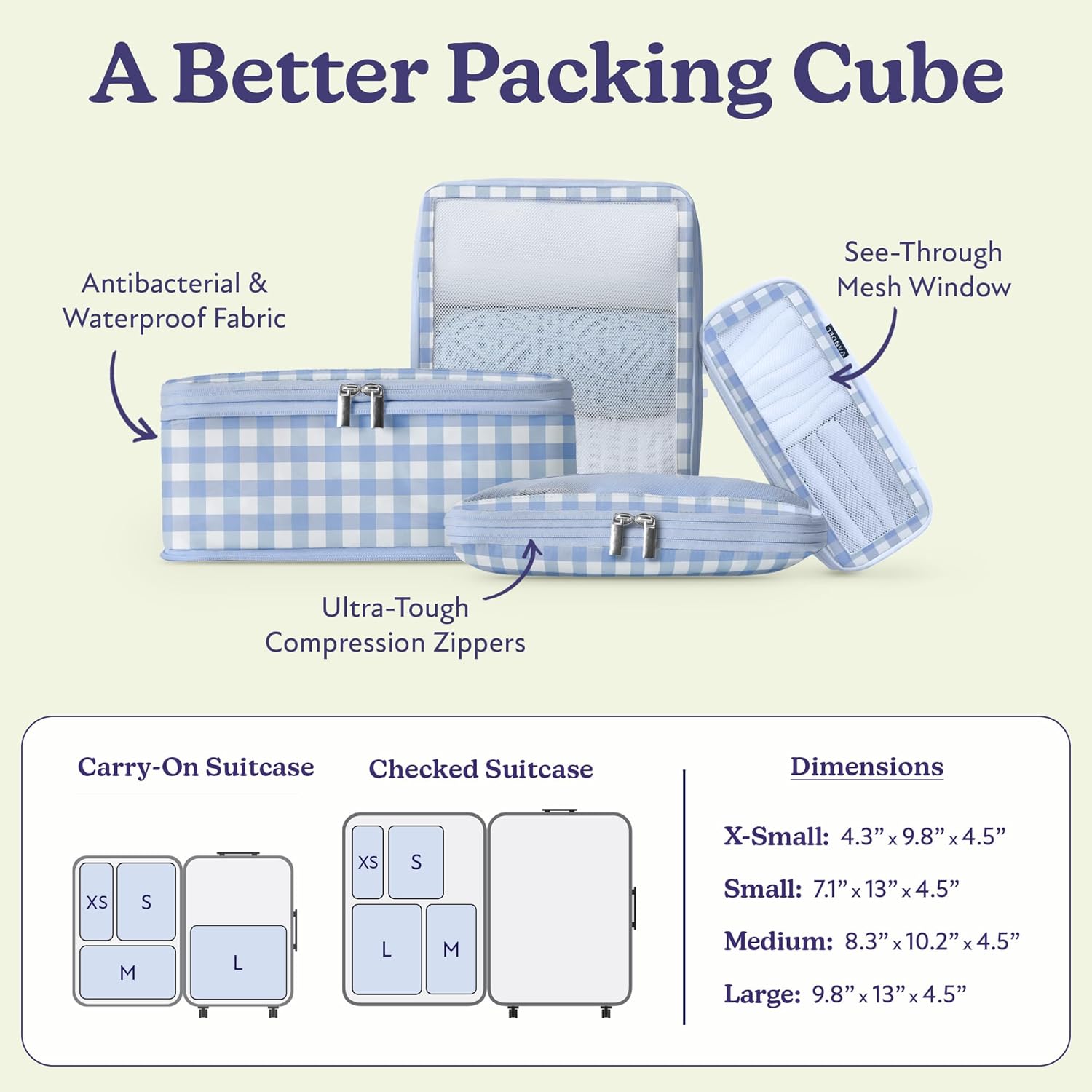 Vandel Space-Saving Compression Packing Cubes for Women, Men, Compressible Carry On Suit Case Organizer Luggage Packing Cubes for Travel Organizer Bags for Luggage and Backpacks, Suitcase Cube