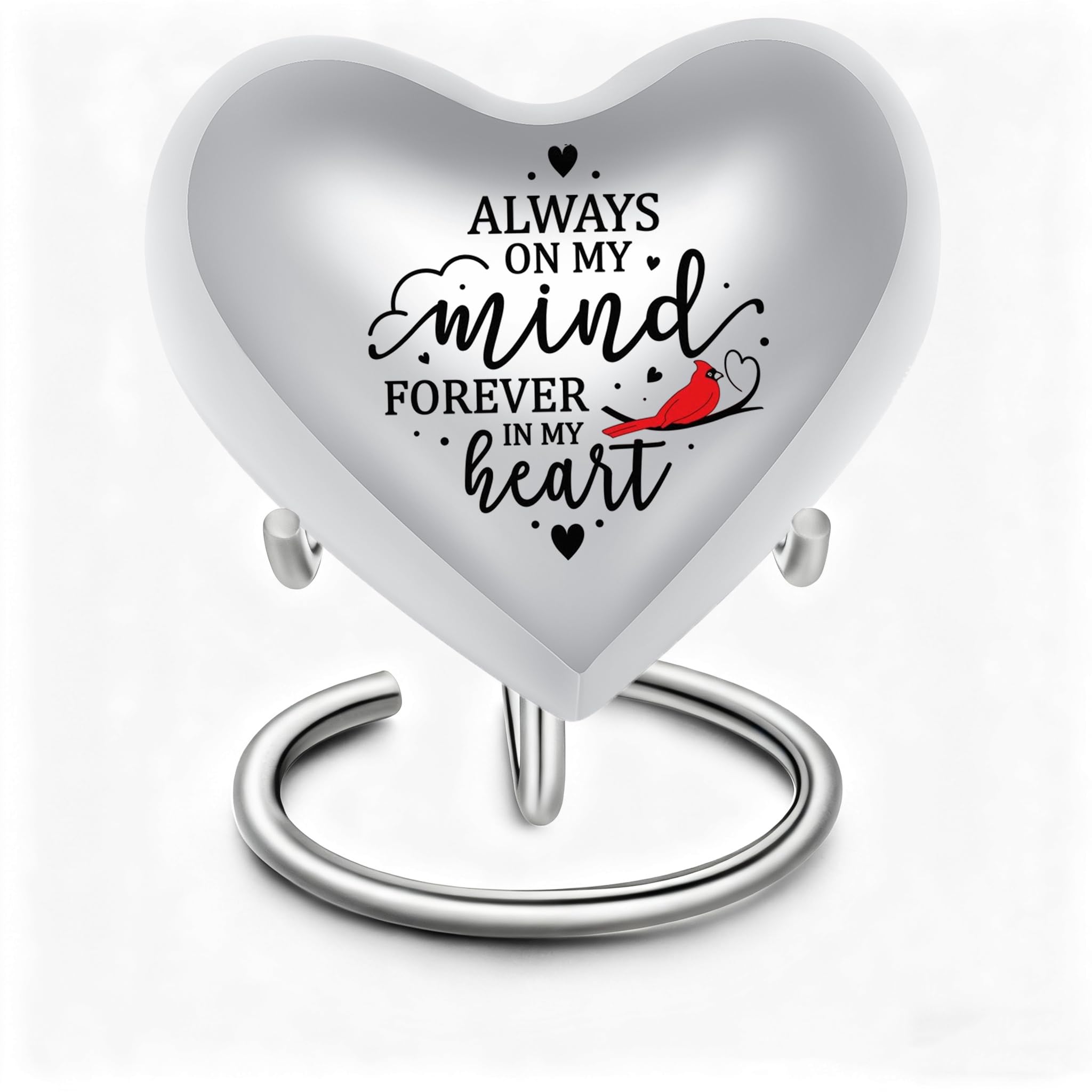 Ydmwannx Heart-Shaped Keepsake Urns for Human Ashes Mini Cremation Cat Dog Urn Memorial Jar Pot Container Pet Memorial Urn Small Urn for Funeral Ashes Burial (Silver&Parrot) — image 1
