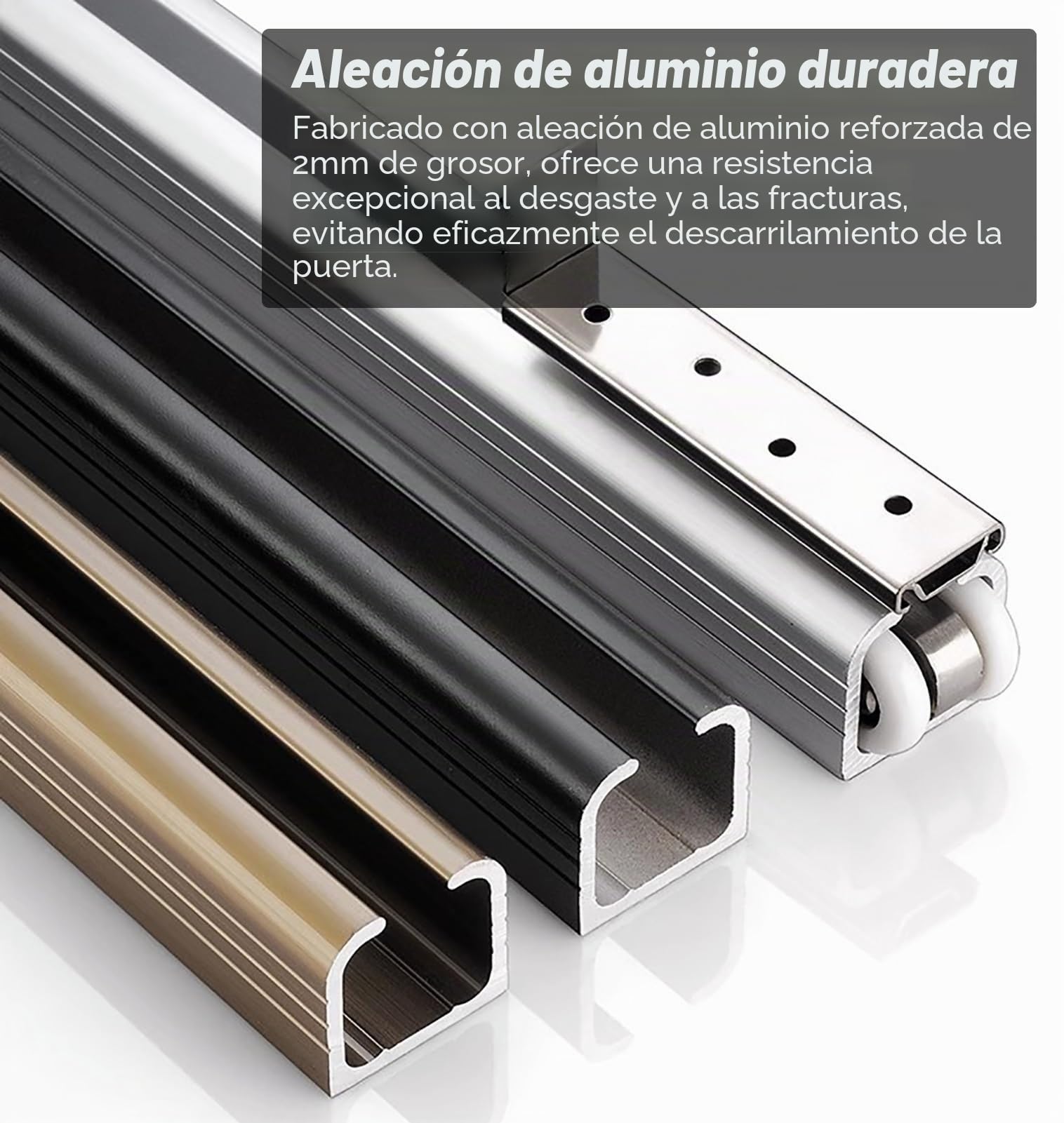 herrajes puertas correderas Kit de Riel para Puerta Corrediza de Alta Resistencia, Juego de Rieles Silenciosos para Puerta de Armario, Herrajes de 2 mm Grosor, Fácil Instalar.(Black,140cm/55.1in)