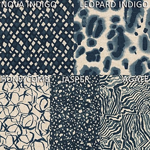 22" Queen Gathered Bedskirt Sea Star Indigo Nature Print Blue Cotton Linen #TOP3