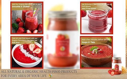 Miniatura 5 de Gel orgánico de musgo marino de fresa con saúco de 16 onzas, gel orgánico de musgo marino natural y certificado por USDA, gel de musgo marino de