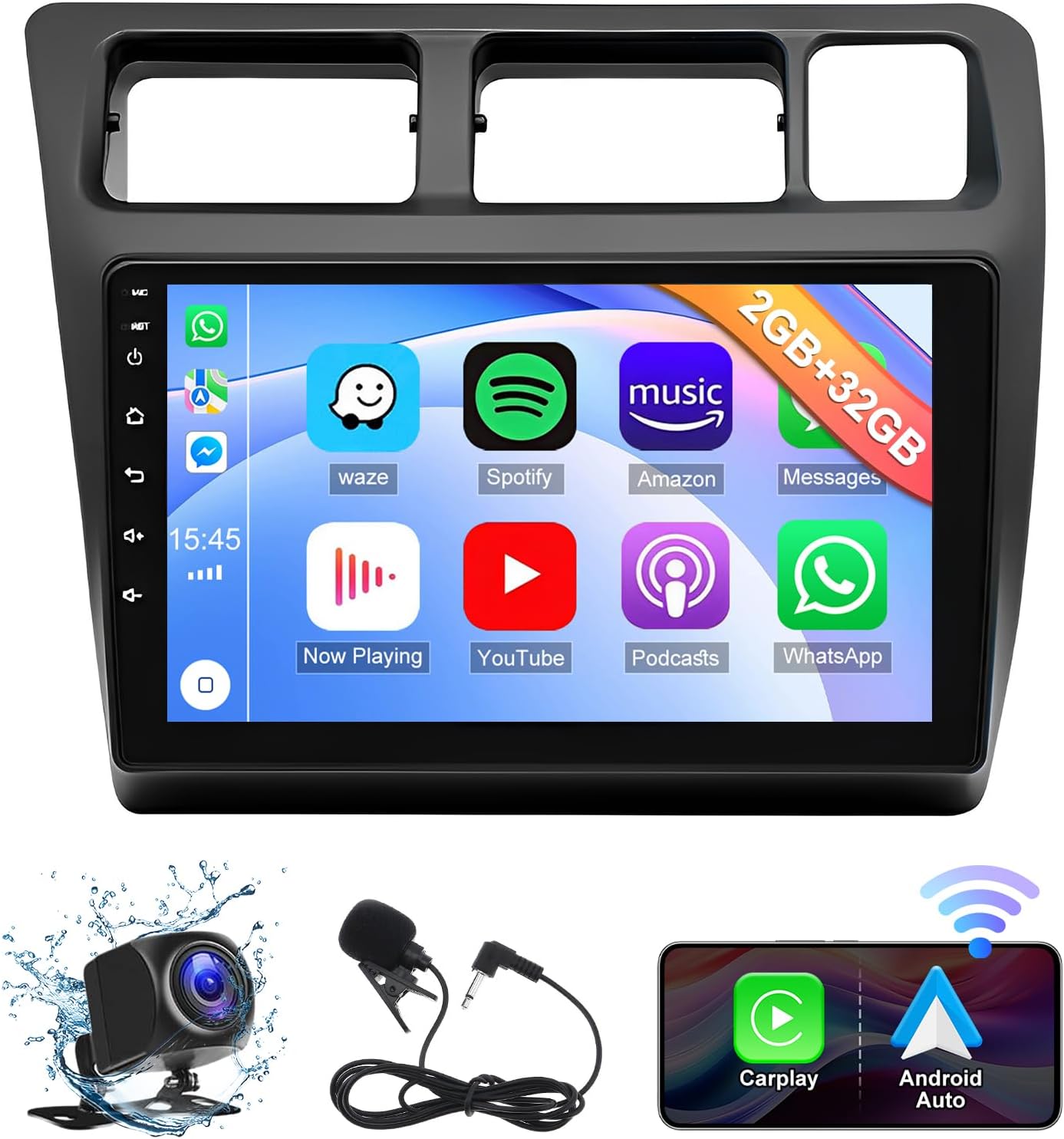 Android 13.0 Double Din Car Stereo for 1991-1997 Toyota Corolla LHD Manual AC 9 Inch HD Touch Screen Car Audio Receiver with GPS Navigation Bluetooth Head Unit Supports Backup Camera 2G+32G