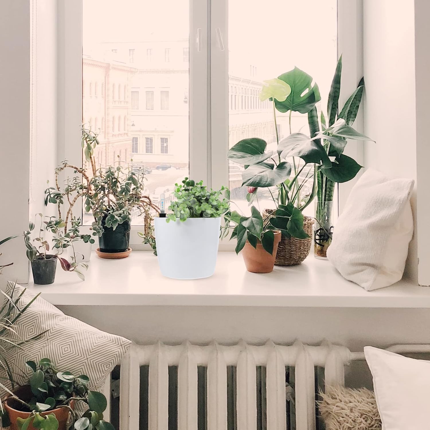 Self-Watering Plant Pot Automatic Water Absorbing Indoor/Outdoor Unique Plastic Planter Water Level Display