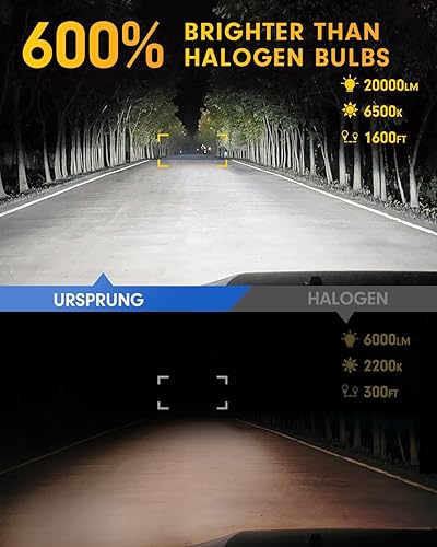 Miniatura 2 de Ursprung Bombillas LED 9005HB3 actualizadas 2024, 18000 lúmenes, 600% LED 9005 súper brillantes, Plug-N-Play tamaño 11, bombillas halógenas de