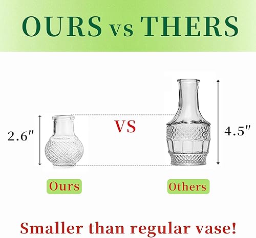 Miniatura 5 de Juego de 20 jarrones pequeños de cristal, mini jarrón Hewory a granel para centros de mesa de boda, pequeños jarrones para baby showers, fiesta,