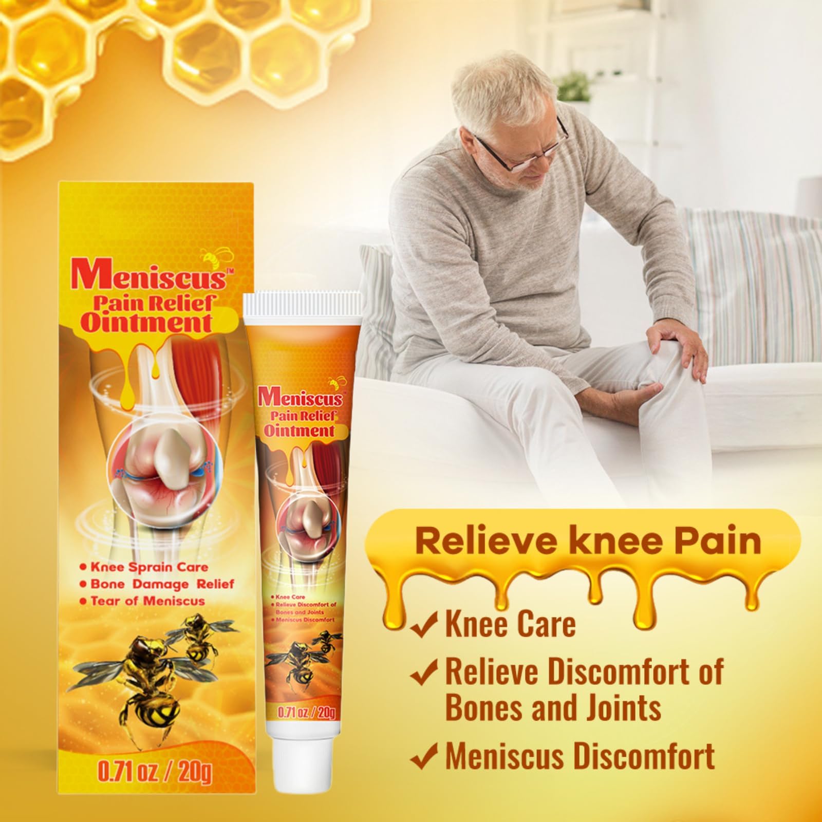 Nuova Zelanda Gel per al Veleno d'Api,Bee Venom Crema,Crema per trattamento articolare,Meniscus Pain Relief Ointment,sollievo dal dolore, dolore al collo e dolori alle spalle (5)