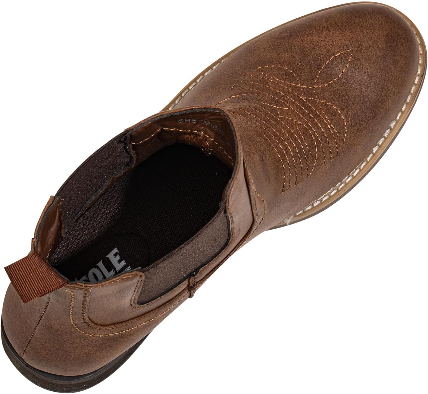 J's.o.l.e Chelsea Cowboy Boots for Men Round Toe Western Slip on Boot Dress Casual Work Ankle Boots Brown