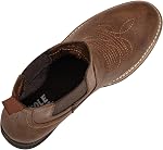J's.o.l.e Men's Chelsea Cowboy Boots – Low Cut Round Toe Western Ankle, Wood Sole, Slip On Dress Casual Work Shoes Brown