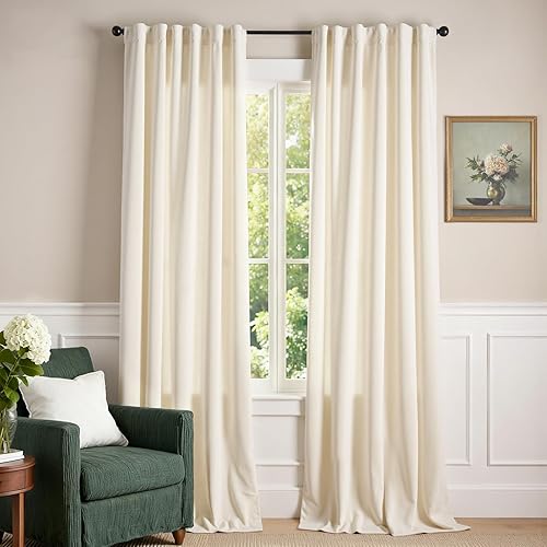 Miniatura 49 de Lazzzyt Cortinas de terciopelo para sala de estar gris, juego de 2 paneles de lujo suaves, cortinas con aislamiento térmico de 96 pulgadas de largo,