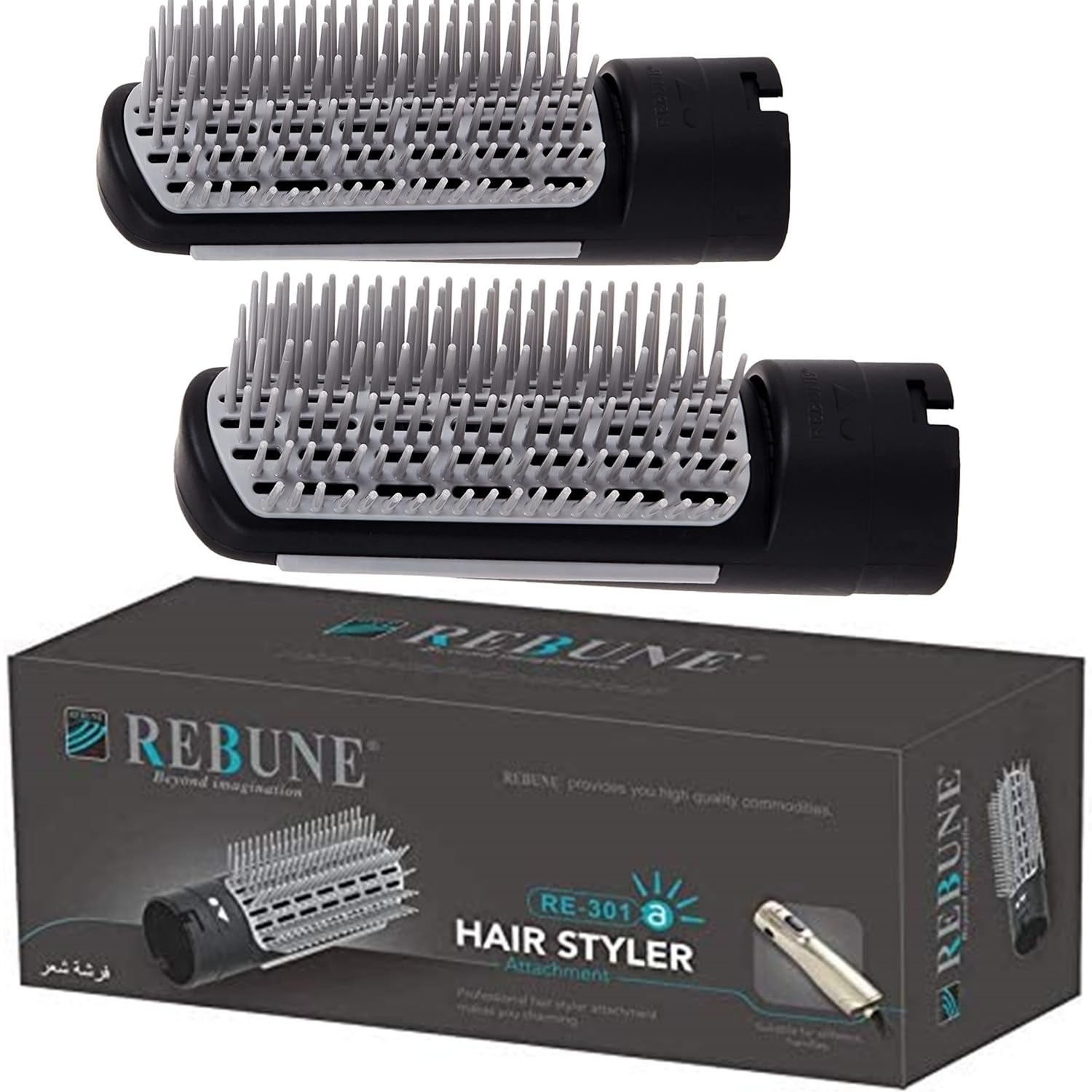 REBUNE 2Pcs Hair Styler Brush Attachment For RE-2025 RE-2078 RE-2024 RE-2013 RE-2017 RE-2201 And Most Model (Grey)