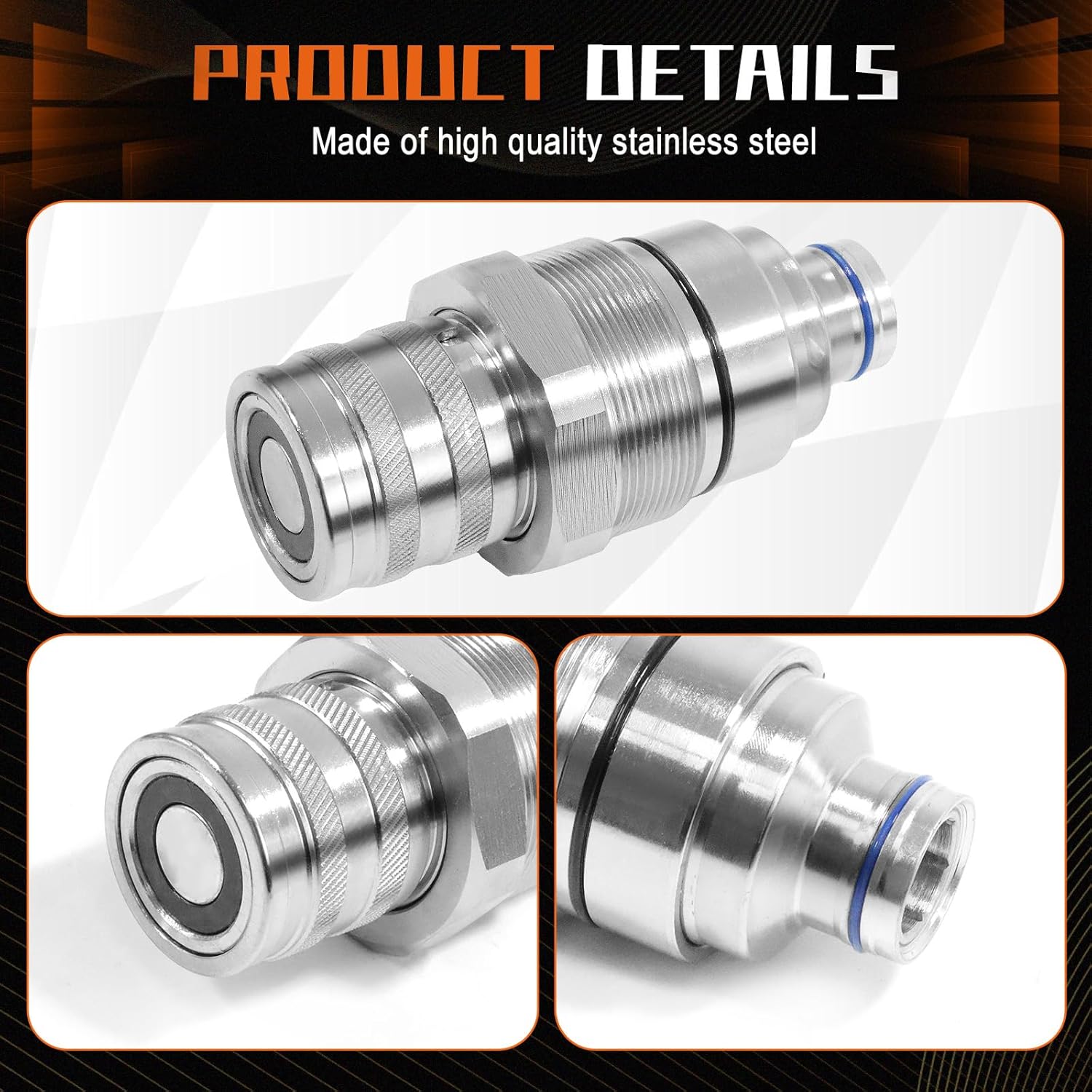 AT406475 7246802 Hydraulic Female Flat Face Quick Connect Coupler 48mm Thread Diameter Hydraulic Coupler for Bobcat John Deere Skid Steer Loader 318E 319E 320E 323E 326E 328E 329E 332E Spare Parts