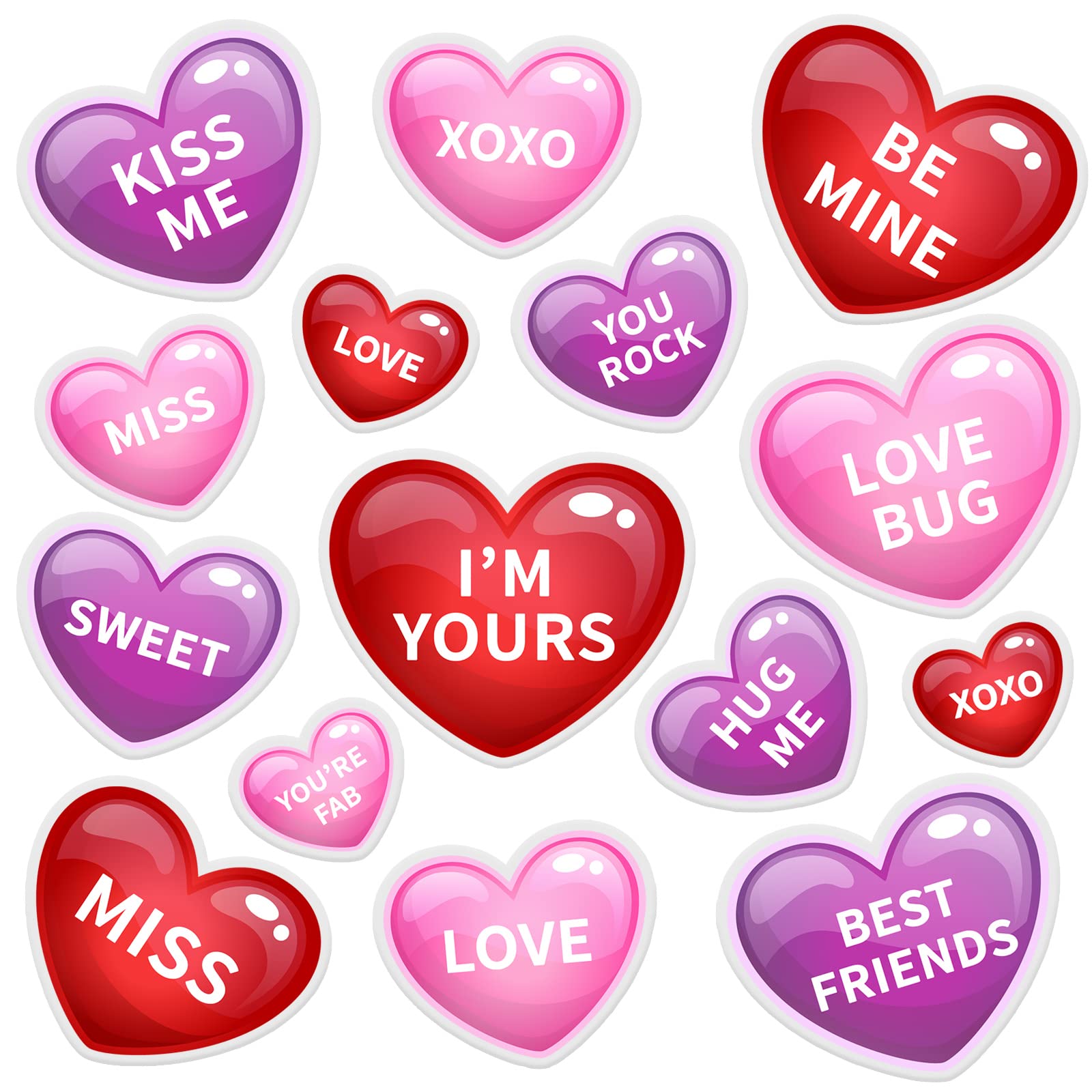 Amazon.com: Whaline 30Pcs Valentine's Day Thick Gel Clings Red
