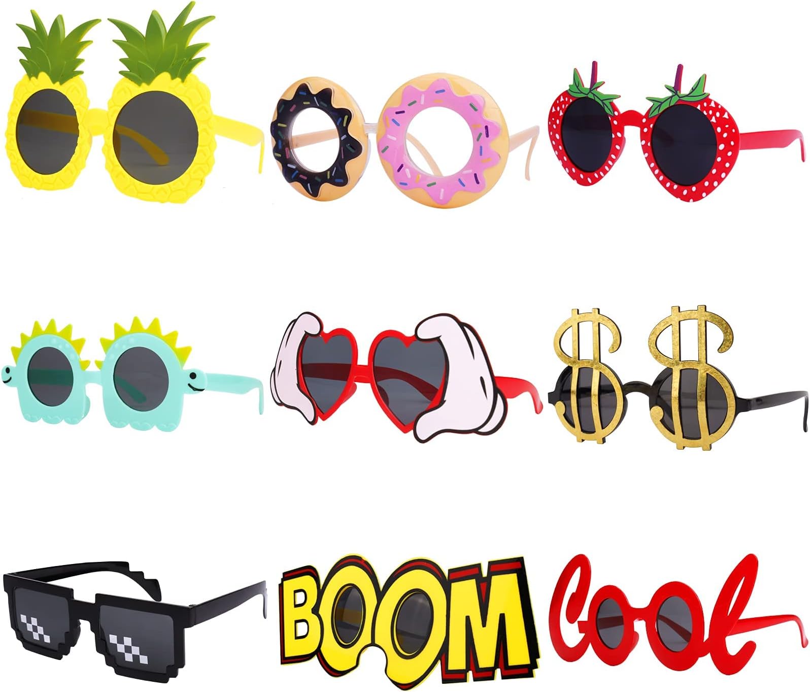 Party Sunglasses, 9 Pairs Funny Hawaiian Glasses, Funny Beach Sunglasses, Tropical Party Glasses, Summer Party Supplies, Kids Party Gifts, Fancy Photo Props for Adults, Beach Themed Party Supplies…