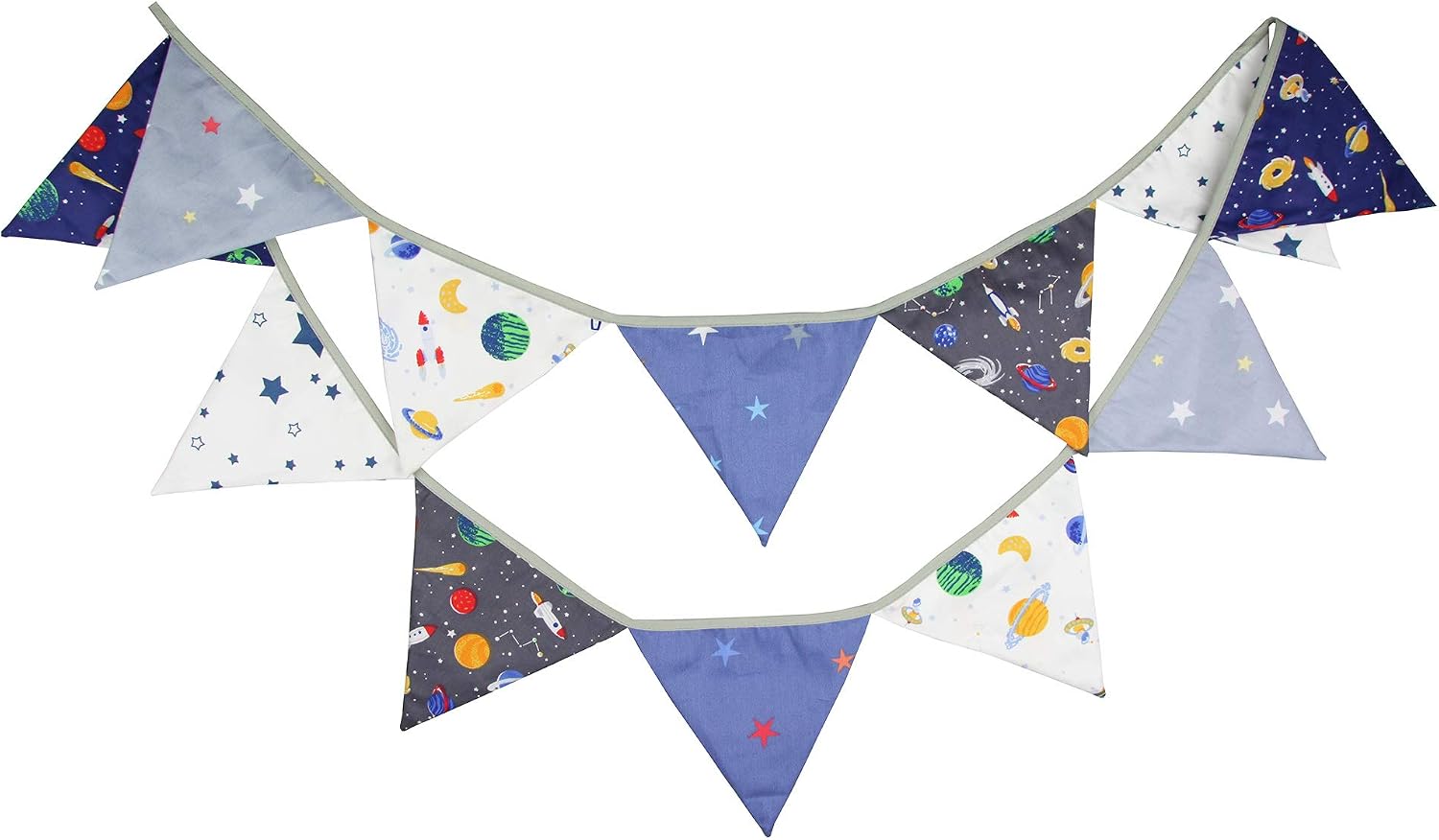 G2PLUS Universe Space Fabric Bunting Banner, 10.8 Feet Cotton Space Themed Garlands