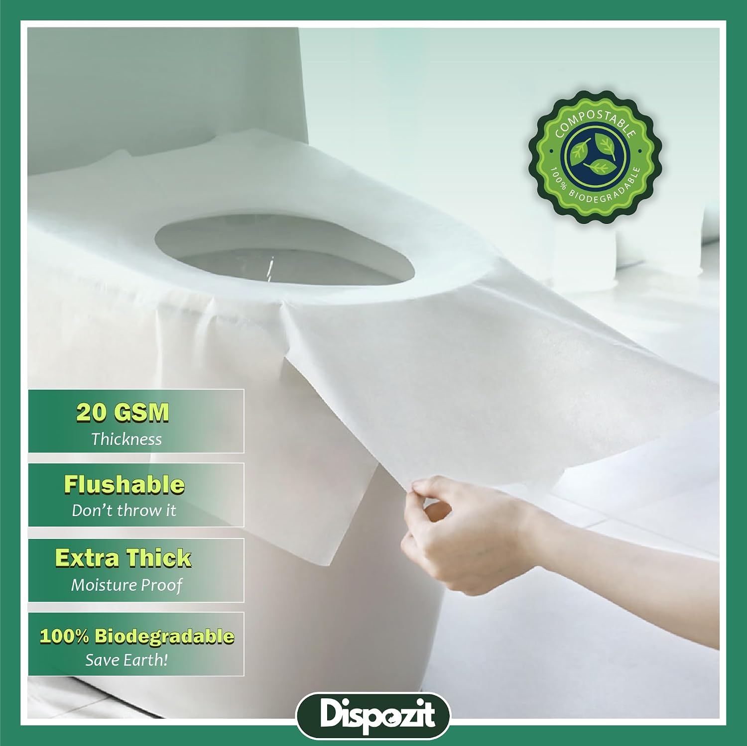 60 Pcs XL Flushable toilet seat covers for Public Toilets for all