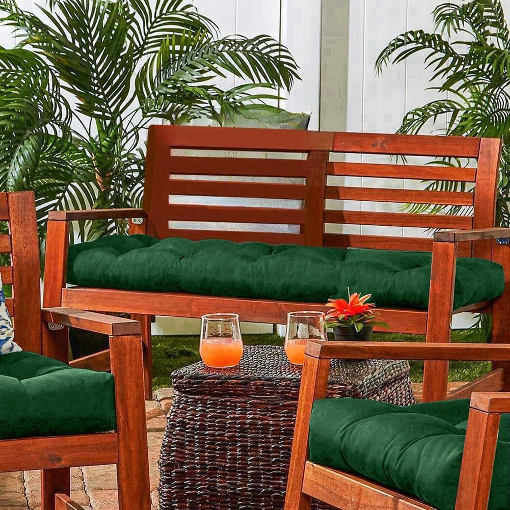 Srutirbo Waterproof Outdoor Bench Cushion, 51"x20", Swing Cushion Patio Furniture Cushions 3 Seater, for Garden Patio Furniture Lounger Bench (Dark Green)