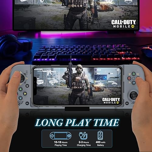 Miniatura 5 de arVin Bluetooth 5.0 Wireless Gaming Controller for iPhoneiPadiOSAndroidSamsungPC Gamepad Joystick with Back Button, Analog Triggers, Stretchable, 18