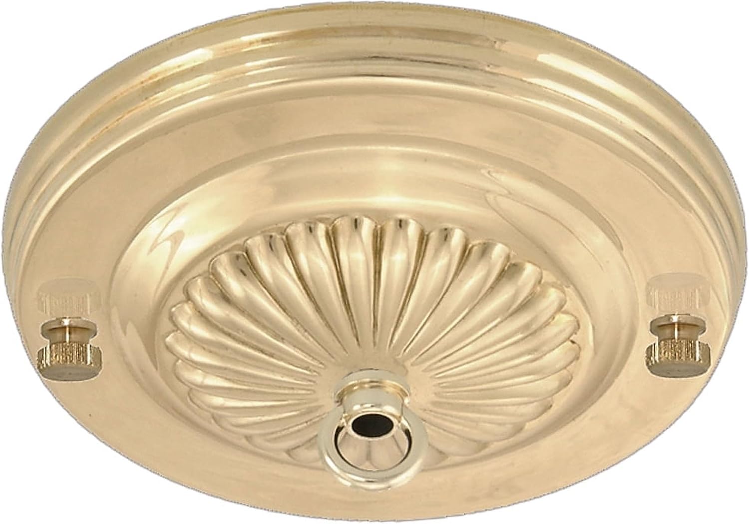 B&P Lamp® Embossed, Solid Brass Ceiling Light Canopy Plate, 5 1/4 Inch Diameter, Unfinished Brass
